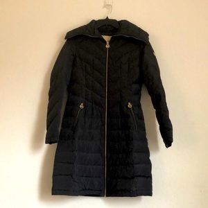 MICHAEL Michael Kors Charcoal Grey Black Downy Winter Puff Coat Hi-Collar XS